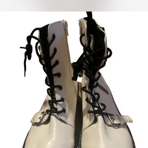 Wild Pair Black and White Combat Boots